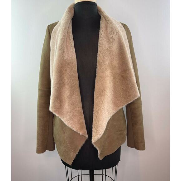 VINCE Cascade Genuine Shearling Jacket Coat Brown Taupe Sz Small S $1475 - Picture 2 of 12